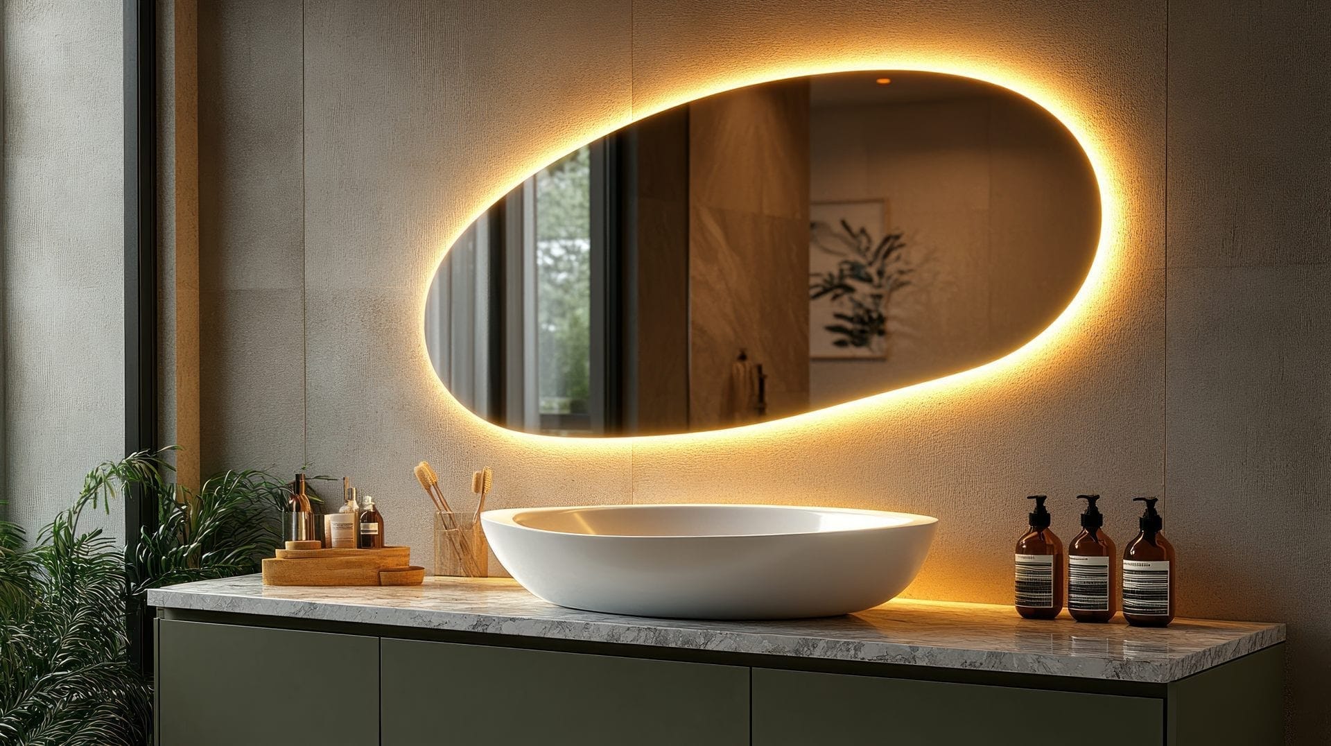 Custom fabrication of an irregular LED backlit mirror — Built By Glass, Toronto